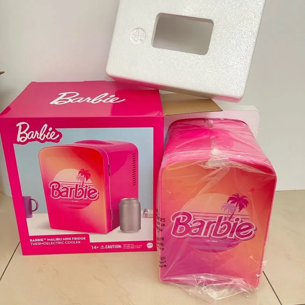 Last One Barbie Hot Pink Malibu 4L Cooler Mini Fridge with Glass Door 6 Can